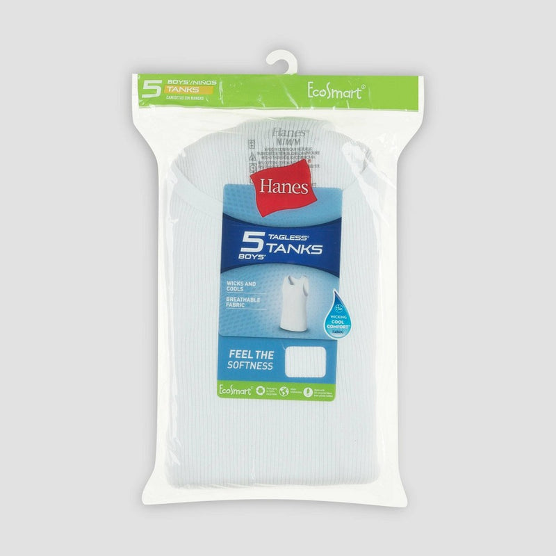 Hanes Boys' Solid 5pk Ribbed Tank - White XL