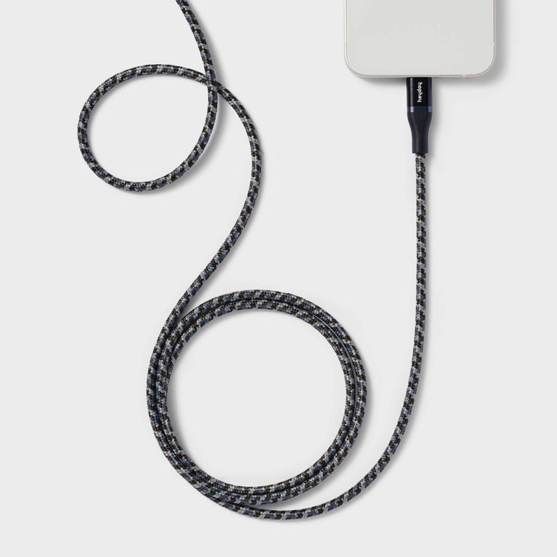 4' Lightning to USB-C Braided Cable - heyday Black