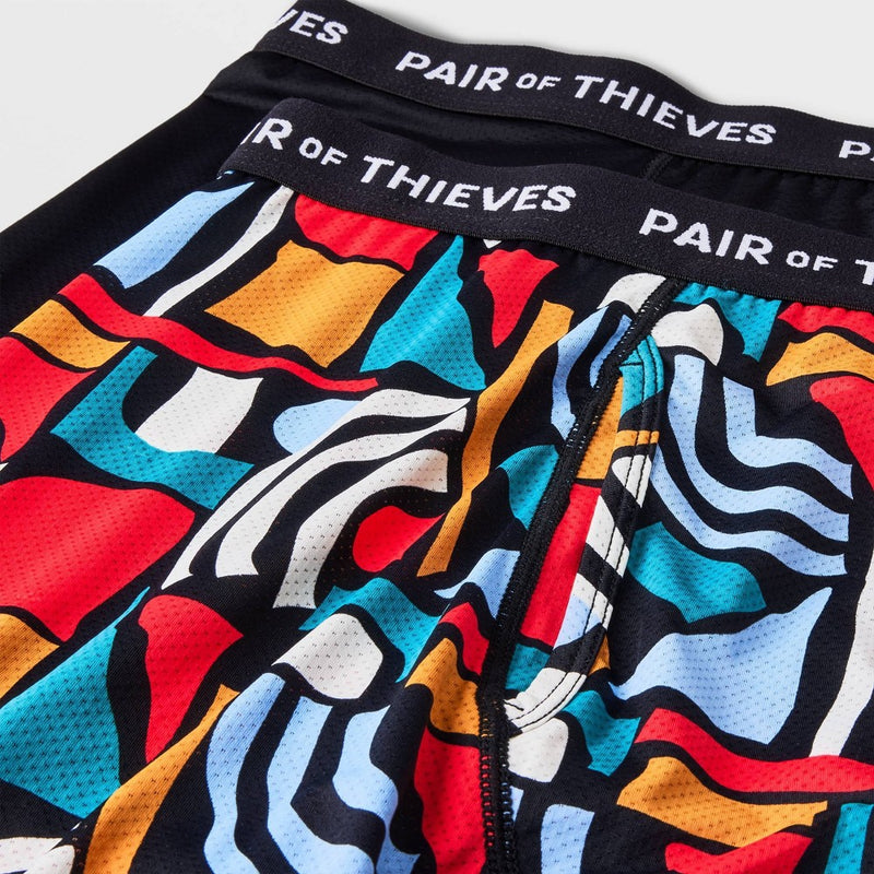 Pair of Thieves Men's Solid/Abstract Print Super Fit Boxer Briefs 2pk - Orange/Red/Black L