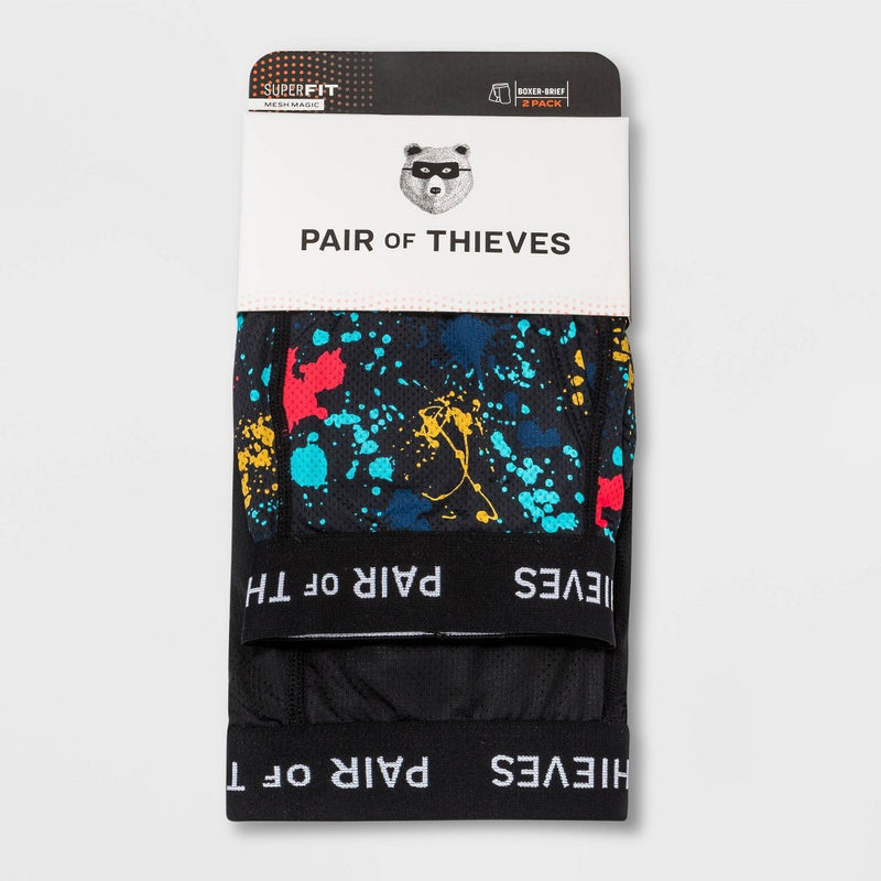 Pair of Thieves Men's Super Fit Paint Splatter Boxer Briefs 2pk - Black/Blue S