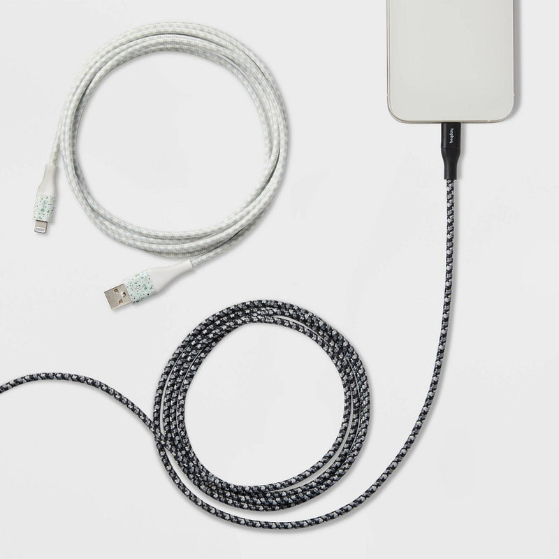 6' Lightning to USB-A 2pk Braided Cable - heyday Marble/Terrazzo