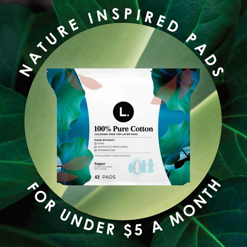 L . Pure Cotton Chlorine Free Top Layer Ultra Thin Super With Wings Unscented Absorbency Pads - 56ct