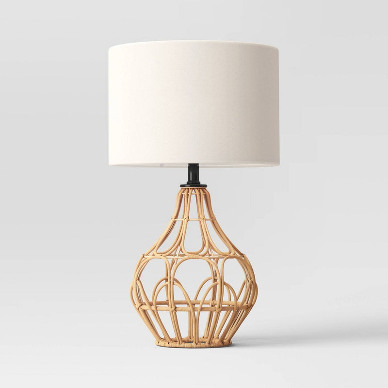 20"x12" Boho Rattan Table Lamp Brown (Includes LED Light Bulb) - Threshold