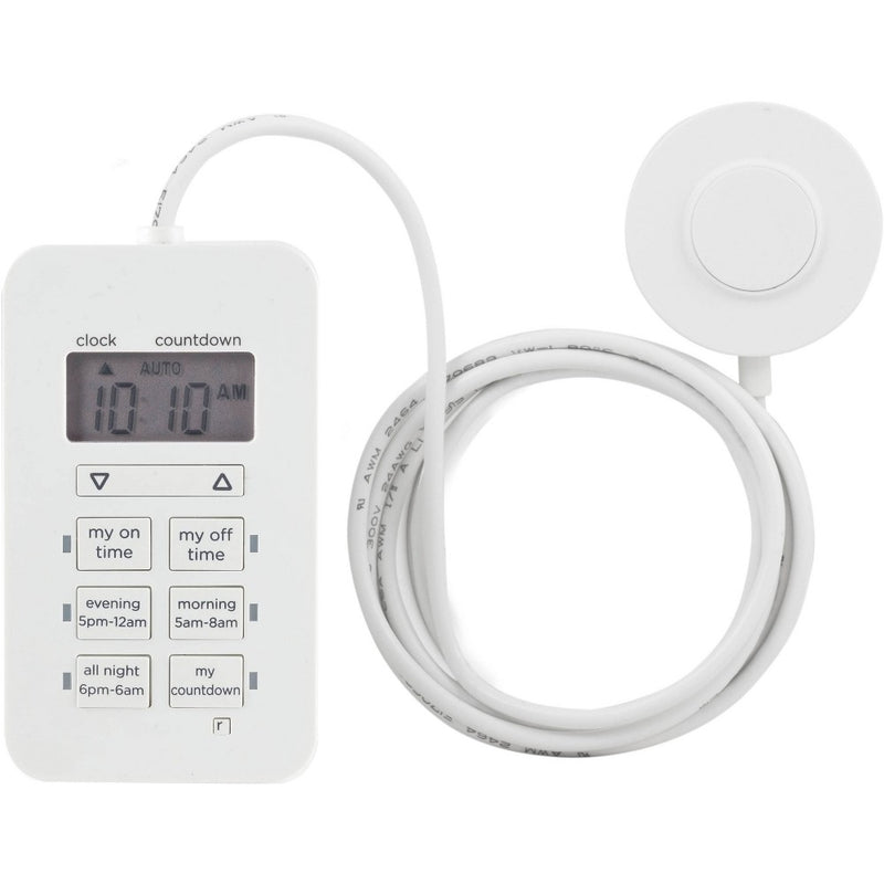 myTouchSmart Digital Dimmable Timer Polarized 2-Outlets Presets On/Off Tether White