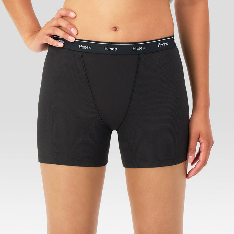 Hanes Women's 4pk Originals Boxer Briefs - White/Red/Black XXL