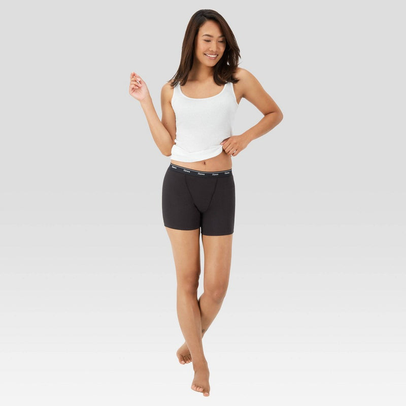 Hanes Women's 4pk Originals Boxer Briefs - White/Red/Black XXL
