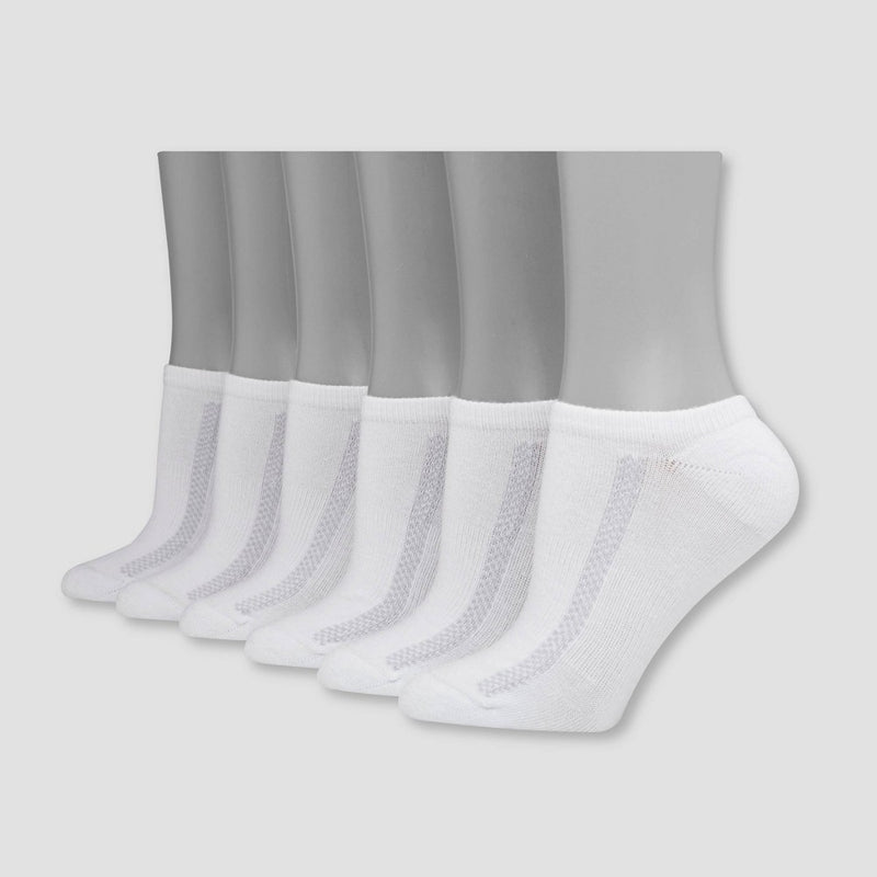 Hanes Premium Women's 6pk Heel Toe Cushion with Arch Support No Show Socks - White 5-9