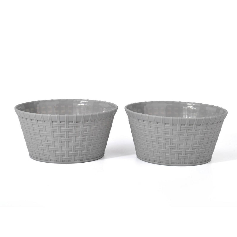 2pk 37oz Plastic Woven Baskets Gray - Bullseye's Playground
