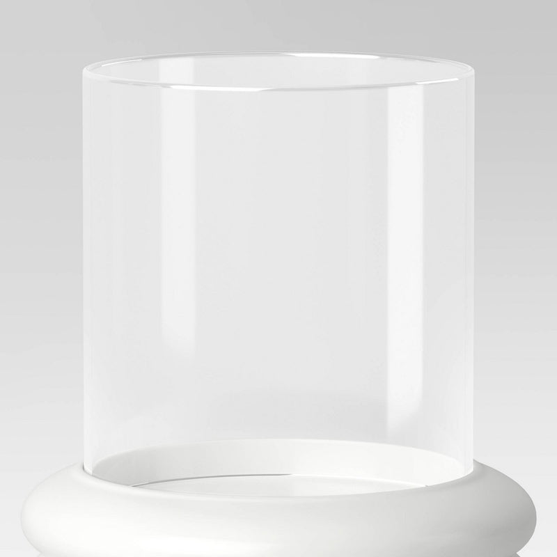8.07"x6.89" Pillar Concrete/Glass Small Lantern Candle Holder White - Threshold