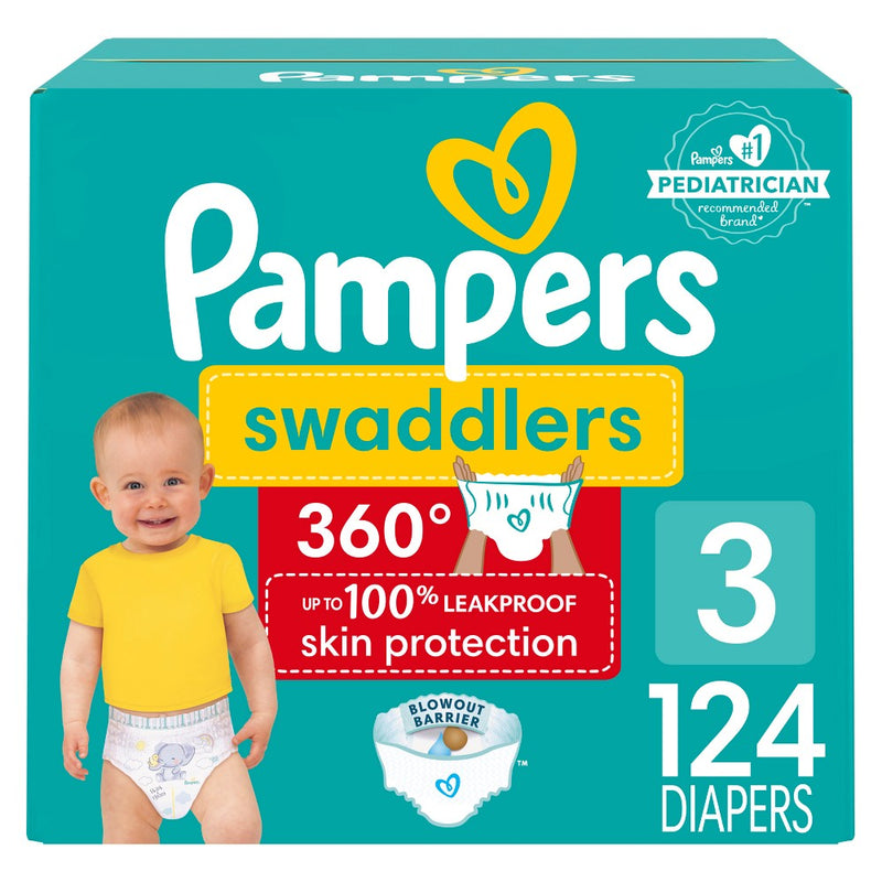 Pampers Swaddler 360 Enormous Disposable Baby Diapers - Size 3 - 124ct