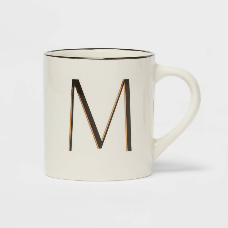16oz Stoneware Monogram M Mug Ivory - Threshold (LOCAL PICKUP ONLY)
