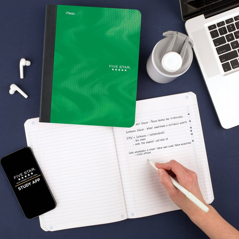 Five Star College Ruled 80ct Active Composition Book Green
