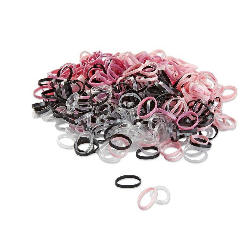 scunci Kids Polyband Elastics Hair Ties with Reusable Pouch - Pink/Black/Clear - 450pcs