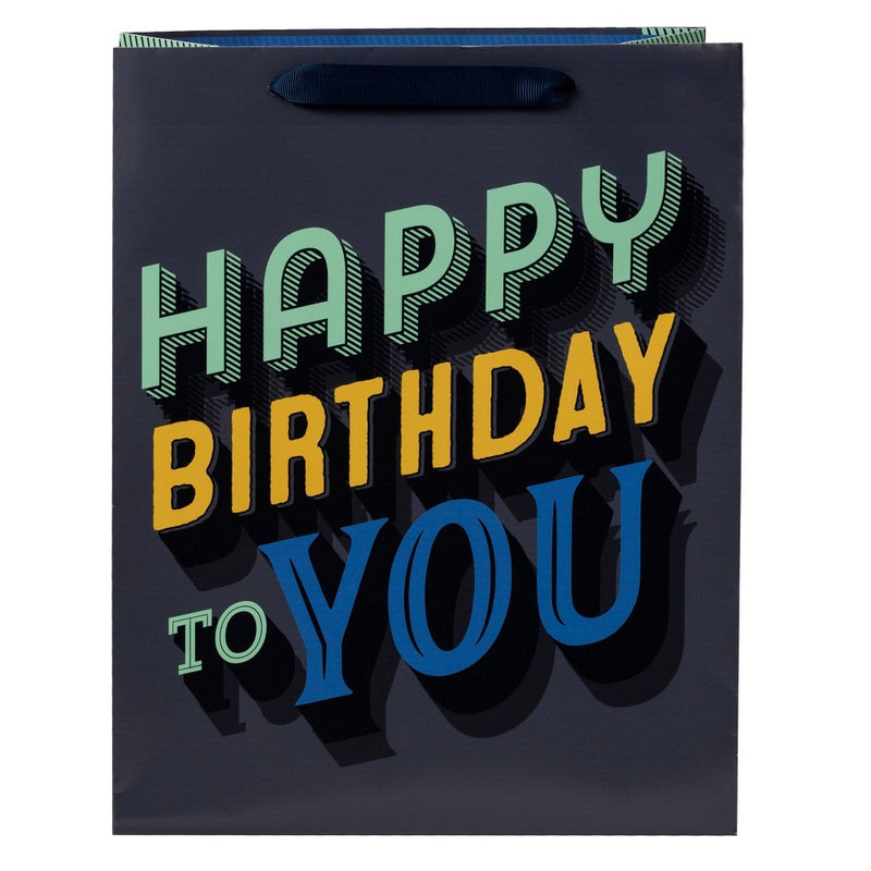 Medium 'Happy Birthday To You' Gift Bag Black/Gray - Spritz