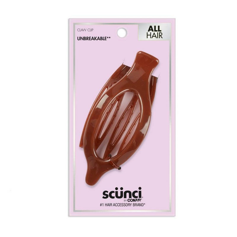 scunci Unbreakable Oval Open Center Flat Lay Hair Clip - Brown - All Hair