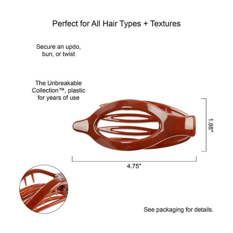 scunci Unbreakable Oval Open Center Flat Lay Hair Clip - Brown - All Hair
