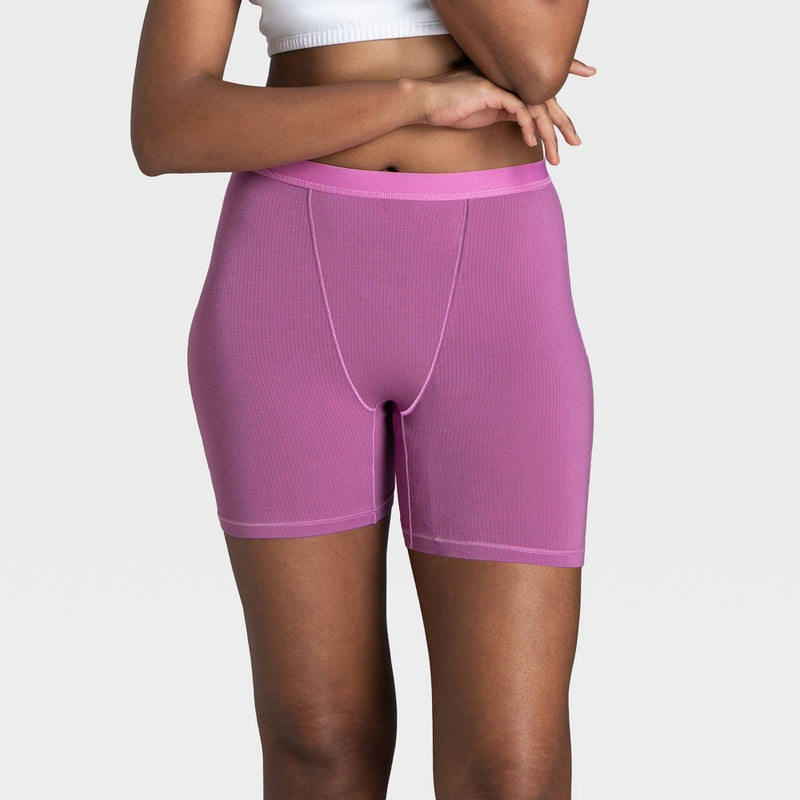 Fruit of the Loom Women's 3pk Comfort Supreme Ribbed Boxer Briefs - Navy Blue/Gray/Magenta 7
