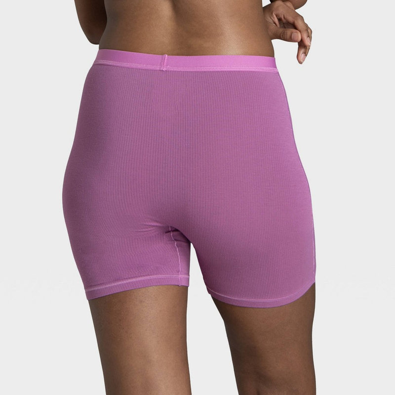 Fruit of the Loom Women's 3pk Comfort Supreme Ribbed Boxer Briefs - Navy Blue/Gray/Magenta 7