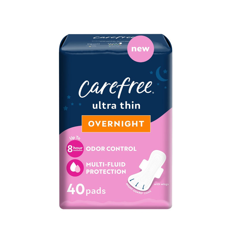 Carefree Ultra Thin Overnight Pads with Wings -40ct