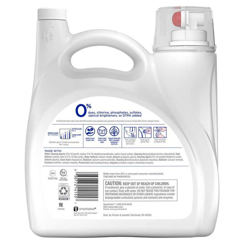 Tide Lavender Scent Zero HE Compatible Soft Liquid Laundry Detergent - 149 fl oz