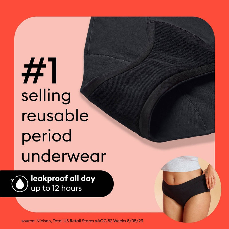 Thinx for All Women's Period Underwear - Super Absorbency - Black Briefs - Medium