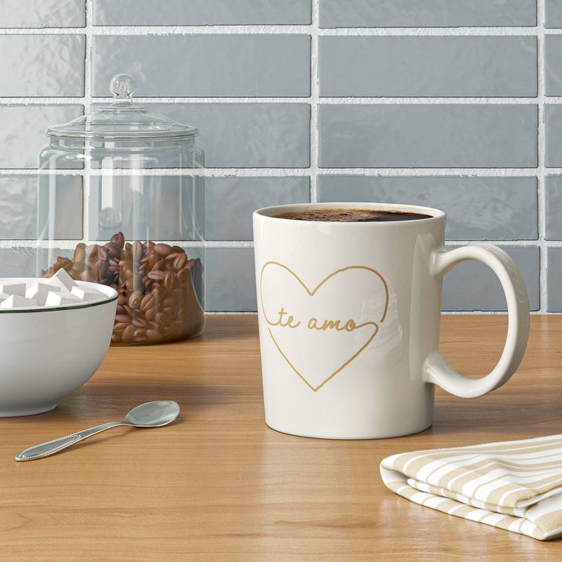 16oz Stoneware Te Amo Mug White - Threshold (LOCAL PICKUP ONLY)