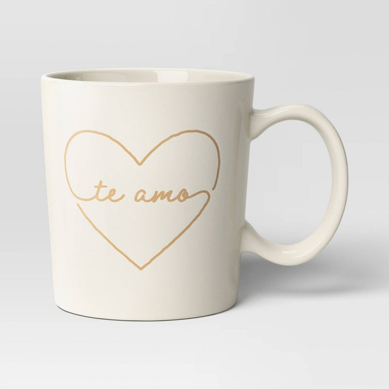16oz Stoneware Te Amo Mug White - Threshold (LOCAL PICKUP ONLY)