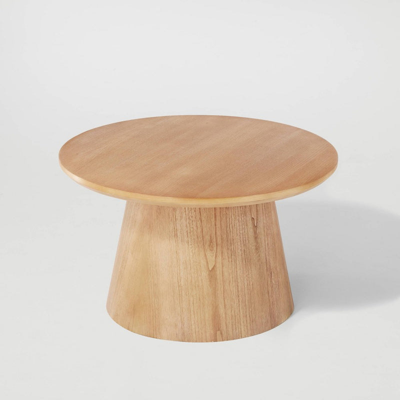 Wooden Round Pedestal Coffee Table - Natural - Hearth & Hand with Magnolia: Farmhouse Style, No Assembly Required (LOCAL PICKUP ONLY)