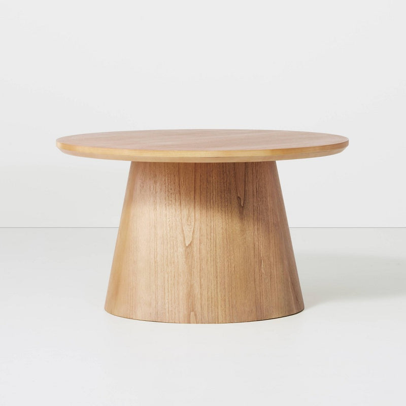 Wooden Round Pedestal Coffee Table - Natural - Hearth & Hand with Magnolia: Farmhouse Style, No Assembly Required (LOCAL PICKUP ONLY)