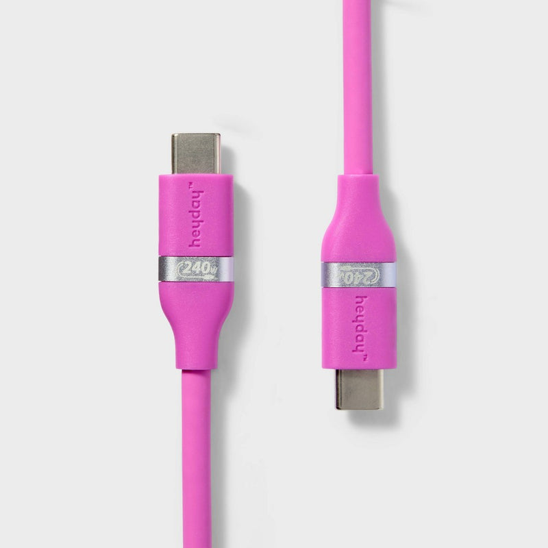 6' USB-C to USB-C Fast Charging Silicone Cable - heyday Neon Violet