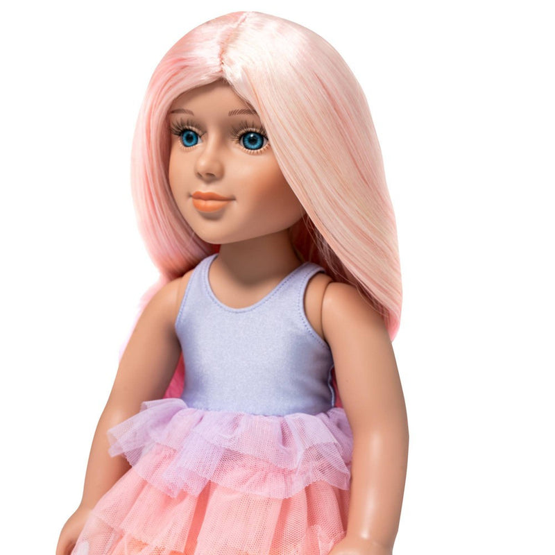 I'M A GIRLY Mia 18" Fashion Doll with Cotton Candy Pink Interchangeable Wig to Style