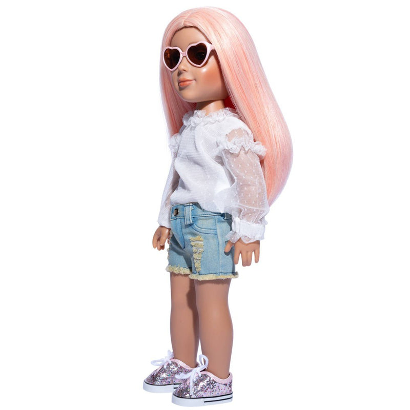 I'M A GIRLY White Blouse with Lace Details Outfit for 18" Fashion Doll