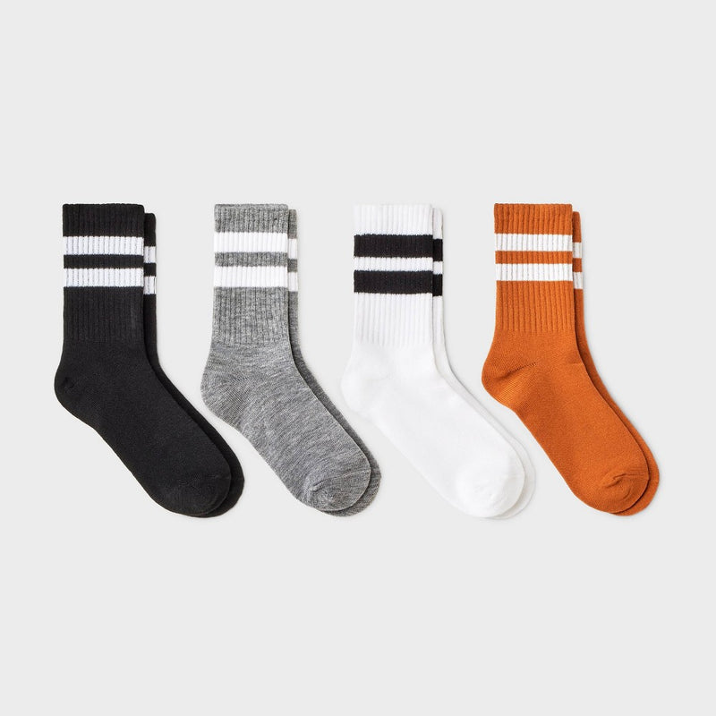 Boys' 4pk Striped Crew Socks - Cat & Jack L