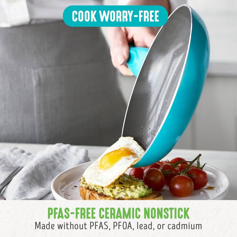 GreenLife Essentials 8" Ceramic Nonstick Aluminum Fry Pan Caribbean Blue