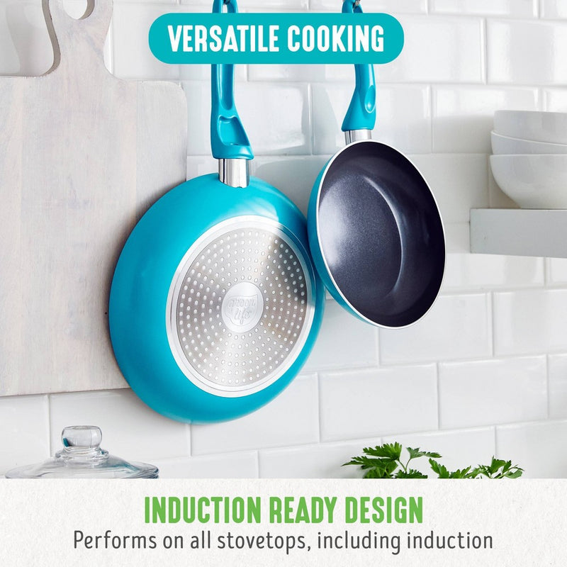 GreenLife Essentials 8" Ceramic Nonstick Aluminum Fry Pan Caribbean Blue