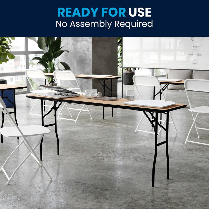 Flash Furniture Gael 6-Foot Rectangular Wood Folding Training / Seminar Table with Smooth Clear Coated Finished Top (LOCAL PICKUP ONLY)