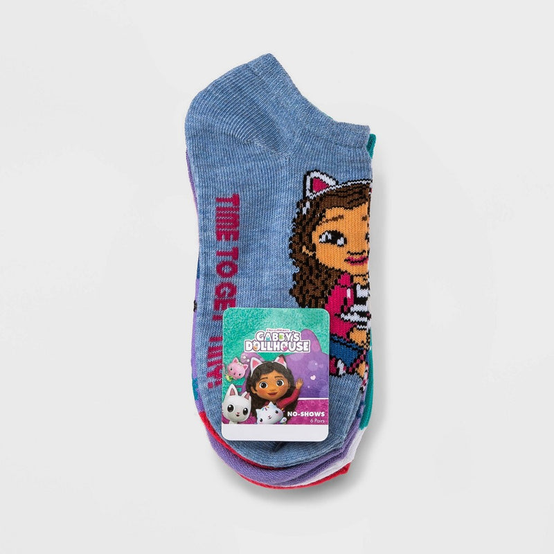 Girls' Gabby's Dollhouse 6pk No Show Socks - S/M