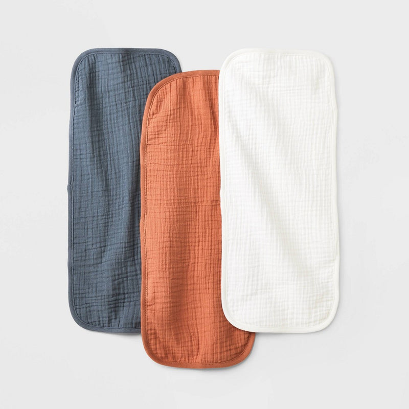 Baby 3pk Basic Muslin Burp Cloth - Cloud Island Orange