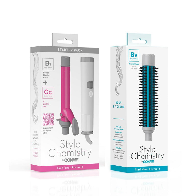 Conair Style Chemistry Round Heating Curling Brush Attachment For Use With Style Chemistry Starter Kit Power Handle - Turquoise Blue - 1"