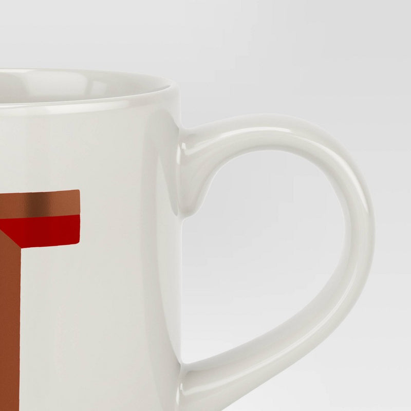 16oz Stoneware Monogram T Mug Red - Opalhouse (LOCAL PICKUP ONLY)