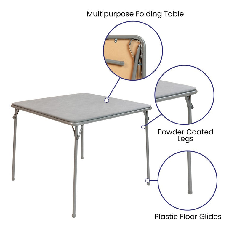 Flash Furniture Gray Folding Card Table - Lightweight Portable Folding Table with Collapsible Legs (LOCAL PICKUP ONLY)