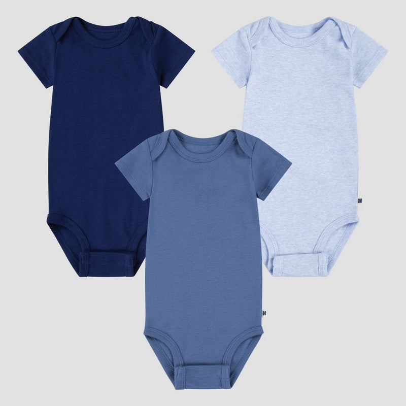 Huggies Baby Boys' 3pk Organic Bodysuit - Blue 12M