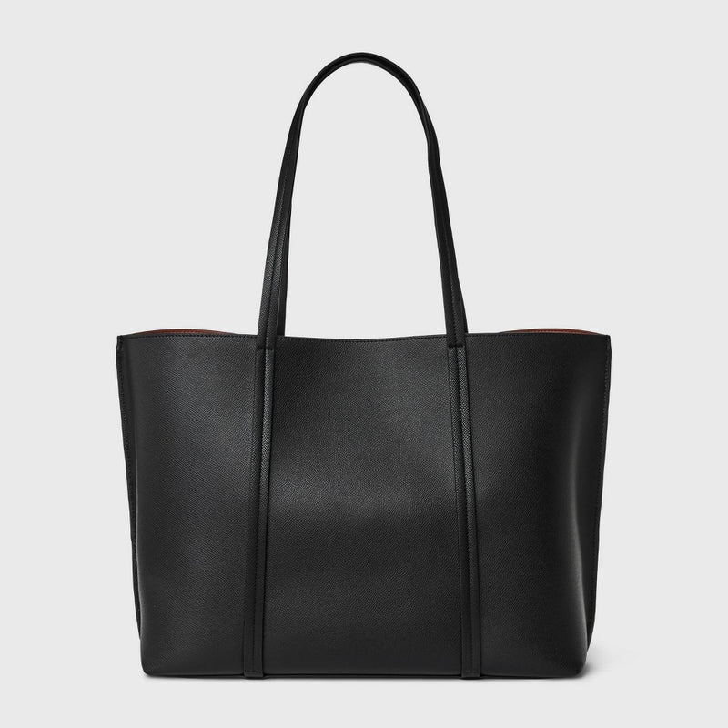 Triple Compartment Work Tote Handbag - A New Day Black