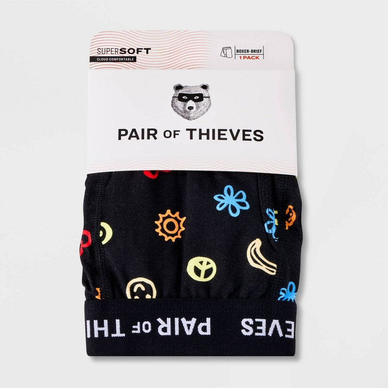 Pair of Thieves Men's Emoji Super Soft Boxer Briefs - Black/Emoji XL