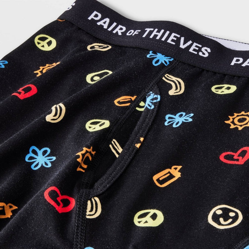 Pair of Thieves Men's Emoji Super Soft Boxer Briefs - Black/Emoji XL