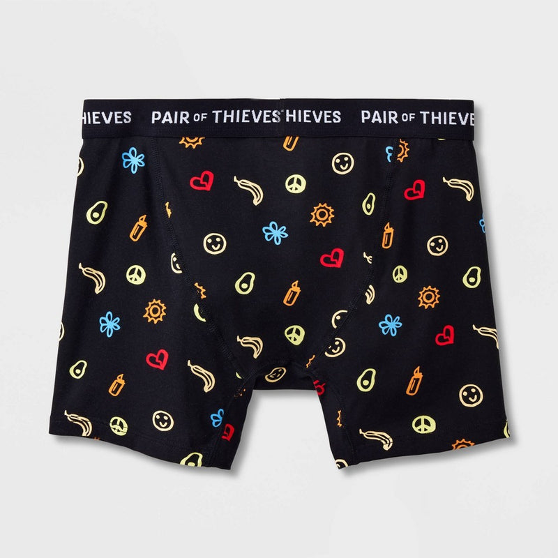 Pair of Thieves Men's Emoji Super Soft Boxer Briefs - Black/Emoji XL