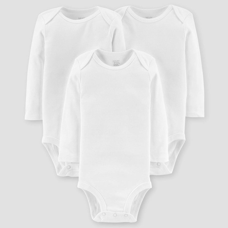 Carter's Just One You Baby 3pk Long Sleeve Bodysuit - White 3M