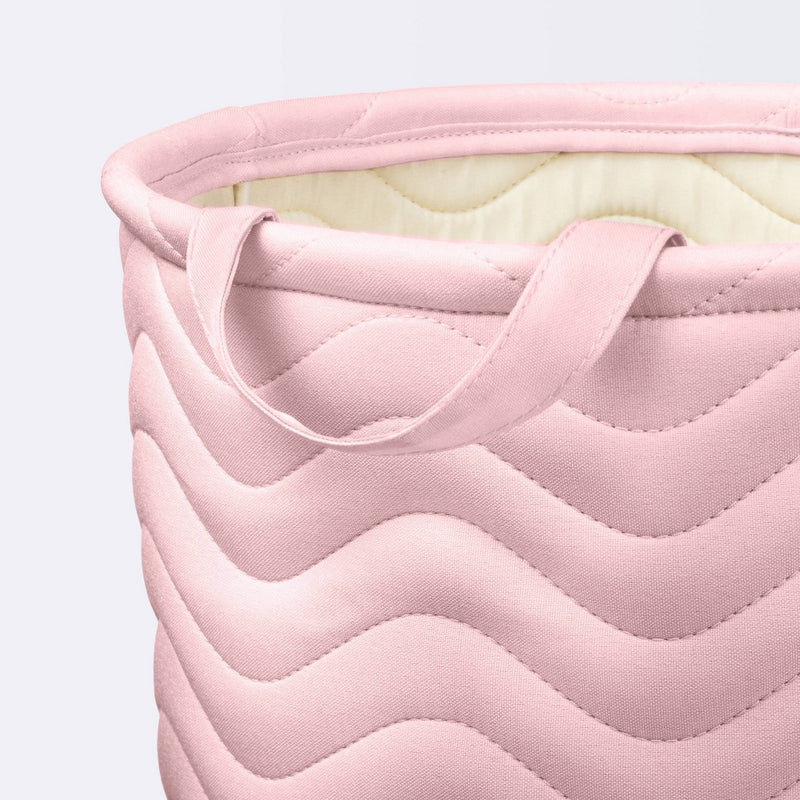 Quilted Fabric Large Round Storage Basket - Light Pink - Cloud Island