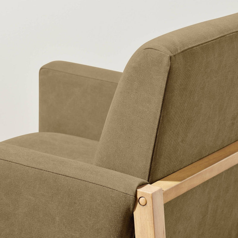 Canvas Upholstered Accent Arm Chair - Khaki: Rubberwood Frame, Foam Cushion - Hearth & Hand with Magnolia (LOCAL PICKUP ONLY)