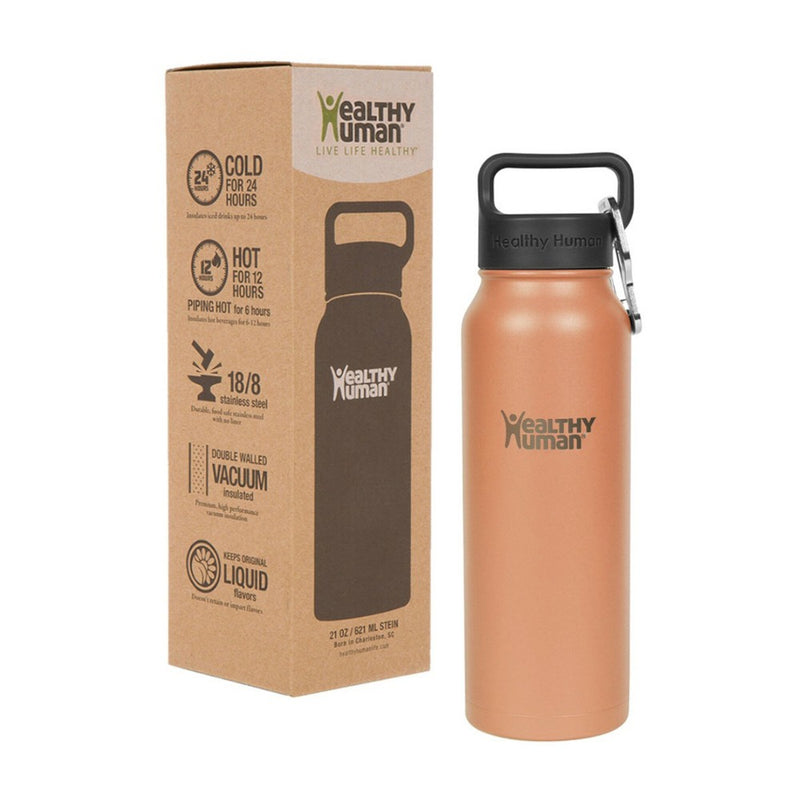Healthy Human Stainless Steel Water Bottle |(Peach, 21 oz/ 621 ML)